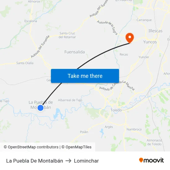 La Puebla De Montalbán to Lominchar map