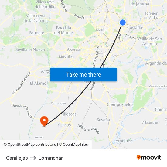 Canillejas to Lominchar map