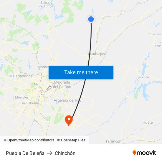 Puebla De Beleña to Chinchón map