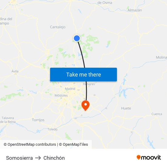 Somosierra to Chinchón map