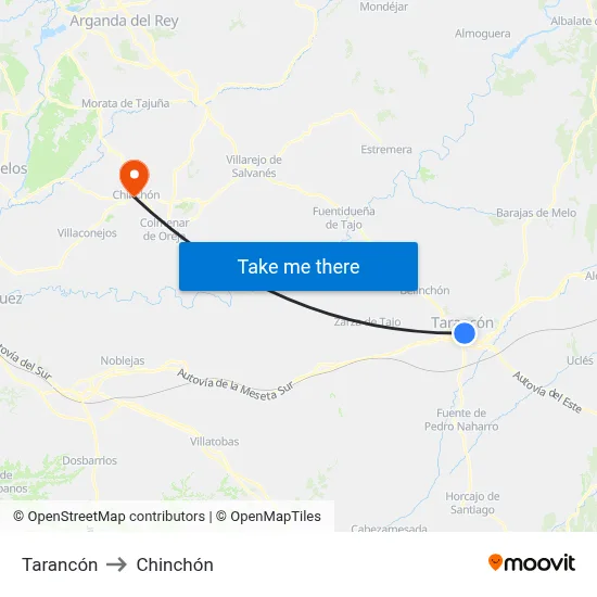 Tarancón to Chinchón map