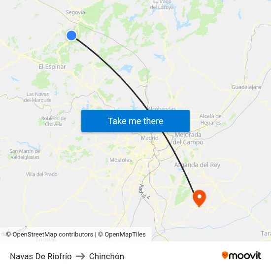 Navas De Riofrío to Chinchón map