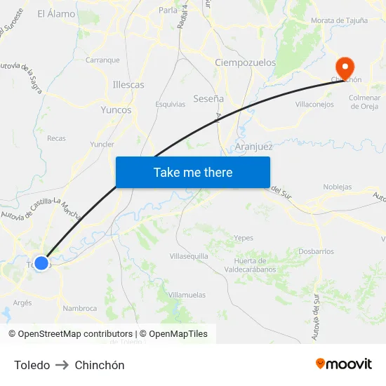 Toledo to Chinchón map