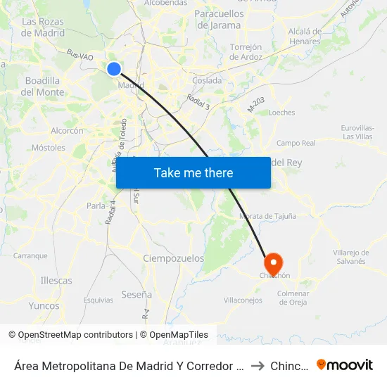 Área Metropolitana De Madrid Y Corredor Del Henares to Chinchón map