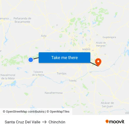 Santa Cruz Del Valle to Chinchón map