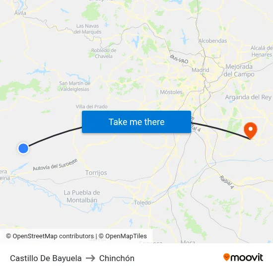 Castillo De Bayuela to Chinchón map
