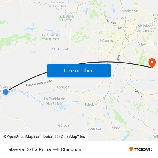 Talavera De La Reina to Chinchón map