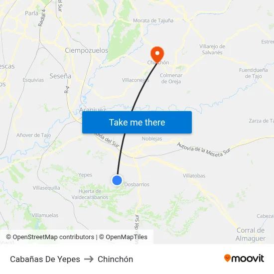 Cabañas De Yepes to Chinchón map