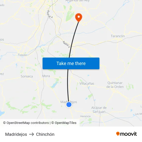 Madridejos to Chinchón map