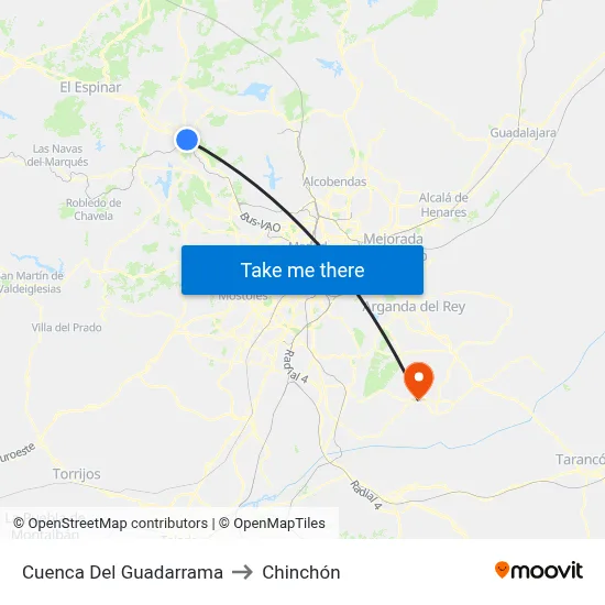 Cuenca Del Guadarrama to Chinchón map