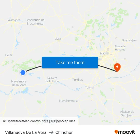 Villanueva De La Vera to Chinchón map