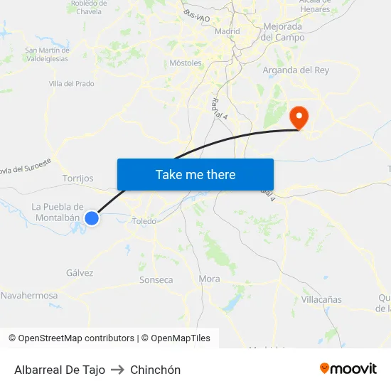 Albarreal De Tajo to Chinchón map