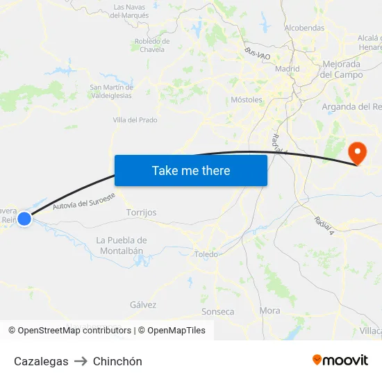 Cazalegas to Chinchón map