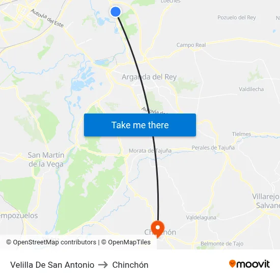 Velilla De San Antonio to Chinchón map