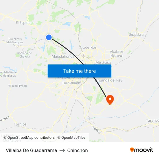 Villalba De Guadarrama to Chinchón map