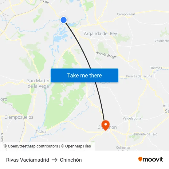 Rivas Vaciamadrid to Chinchón map