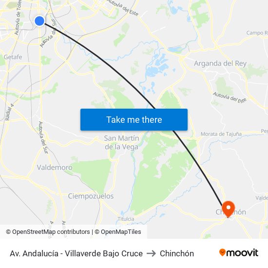 Av. Andalucía - Villaverde Bajo Cruce to Chinchón map