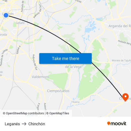 Leganés to Chinchón map