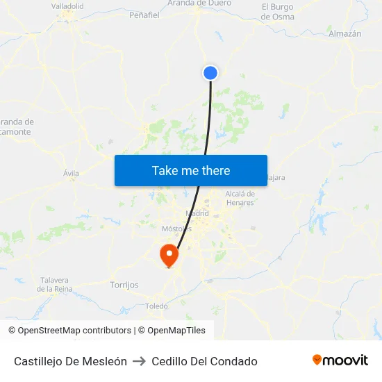 Castillejo De Mesleón to Cedillo Del Condado map