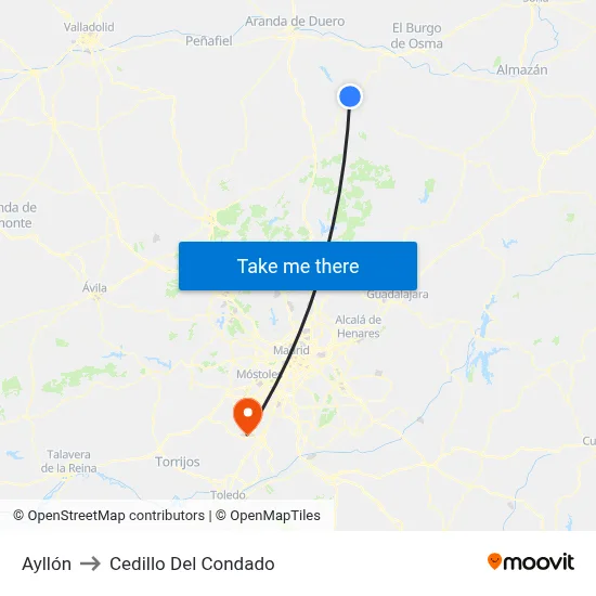 Ayllón to Cedillo Del Condado map