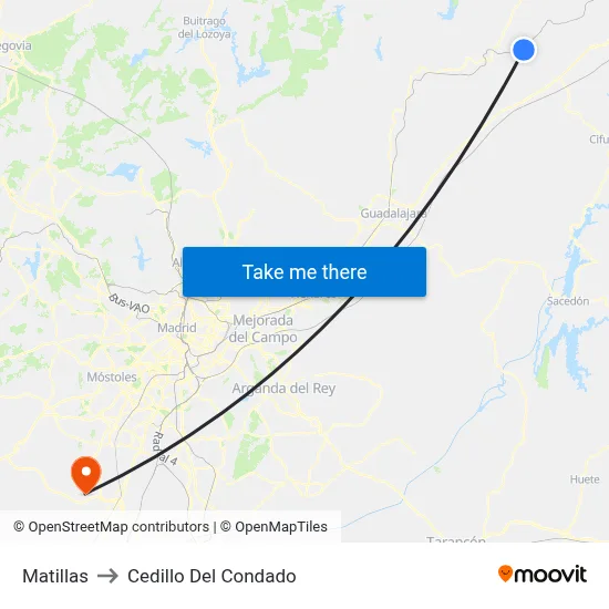 Matillas to Cedillo Del Condado map