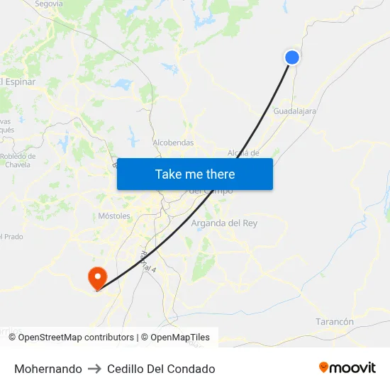 Mohernando to Cedillo Del Condado map