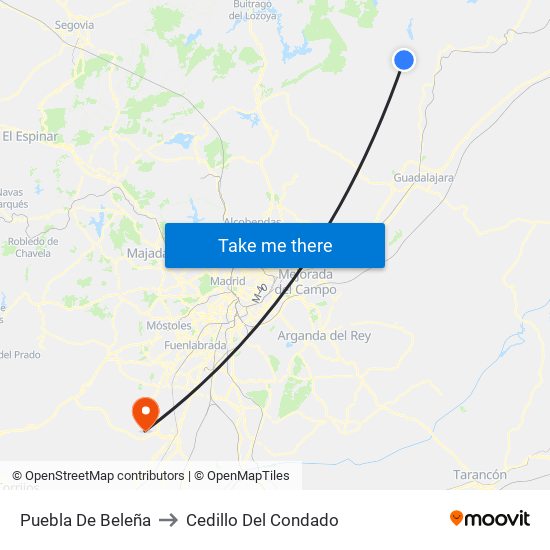 Puebla De Beleña to Cedillo Del Condado map