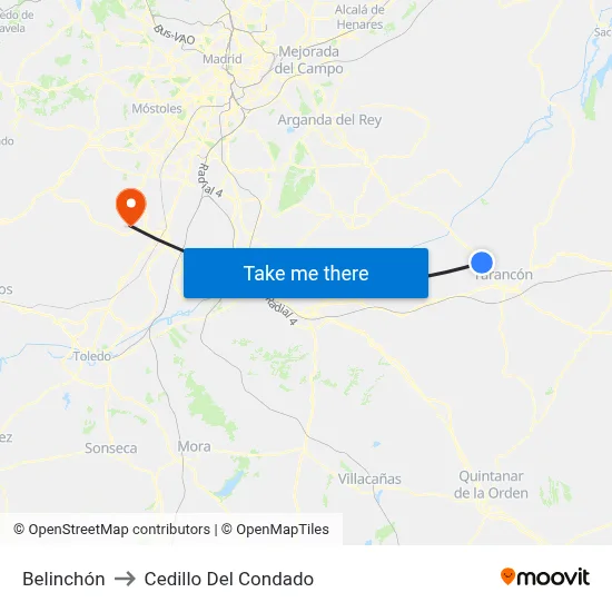 Belinchón to Cedillo Del Condado map