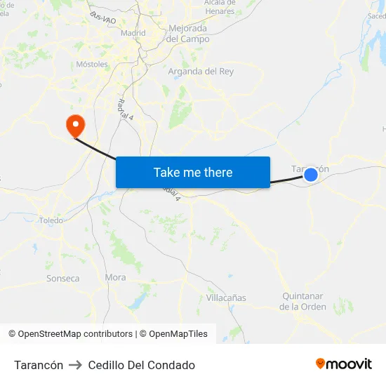 Tarancón to Cedillo Del Condado map