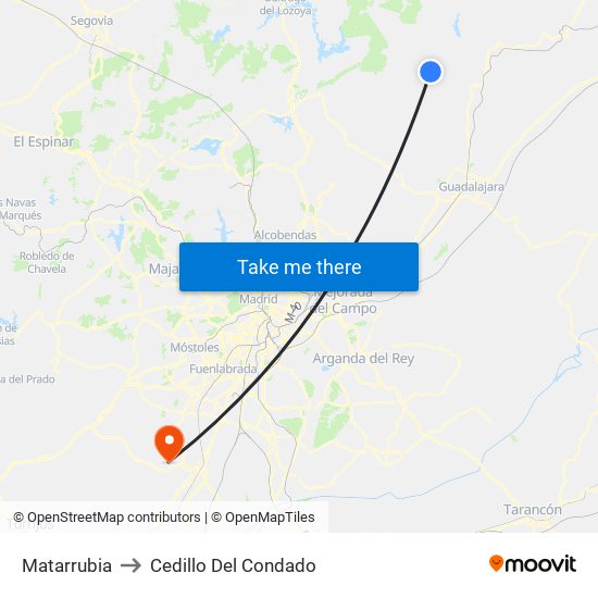 Matarrubia to Cedillo Del Condado map