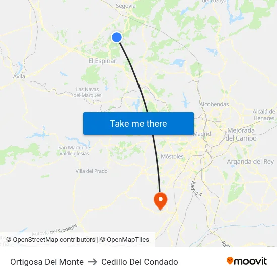 Ortigosa Del Monte to Cedillo Del Condado map