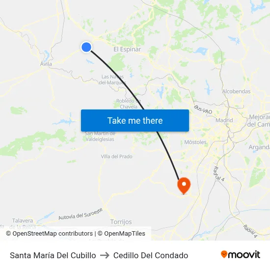 Santa María Del Cubillo to Cedillo Del Condado map