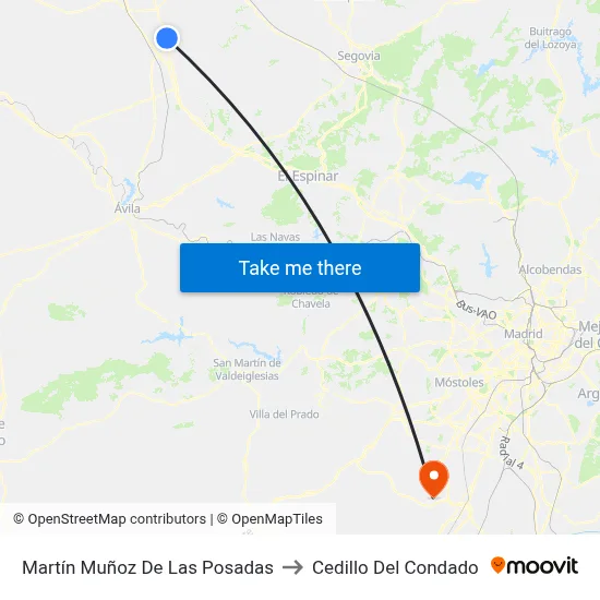 Martín Muñoz De Las Posadas to Cedillo Del Condado map