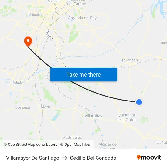 Villamayor De Santiago to Cedillo Del Condado map