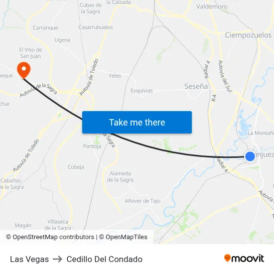 Las Vegas to Cedillo Del Condado map