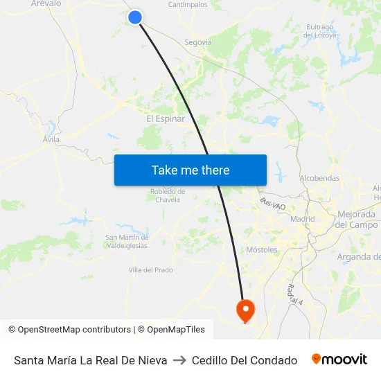 Santa María La Real De Nieva to Cedillo Del Condado map