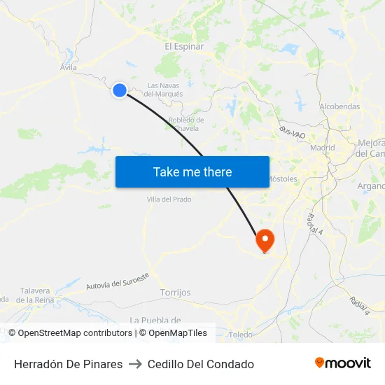 Herradón De Pinares to Cedillo Del Condado map