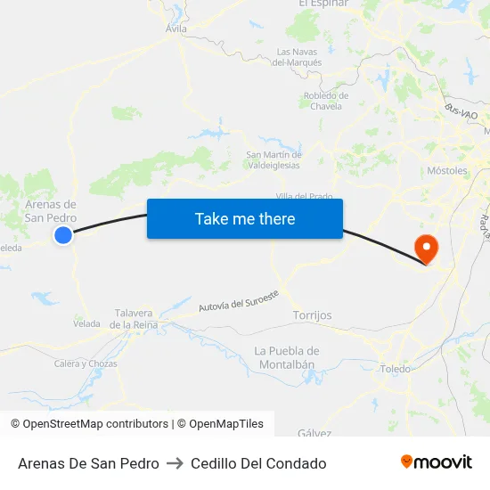 Arenas De San Pedro to Cedillo Del Condado map