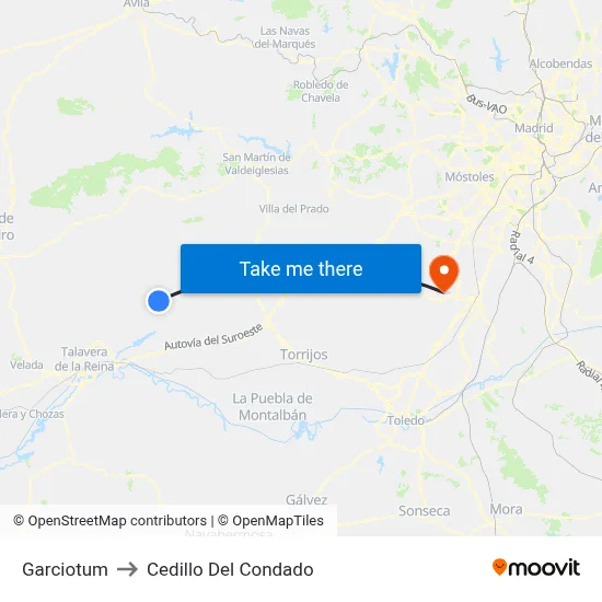 Garciotum to Cedillo Del Condado map