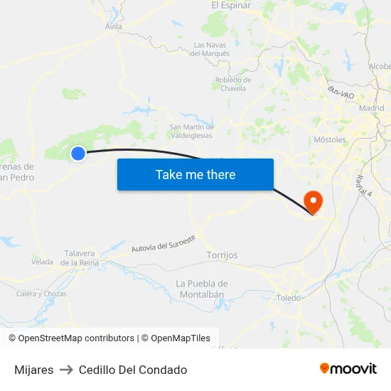 Mijares to Cedillo Del Condado map
