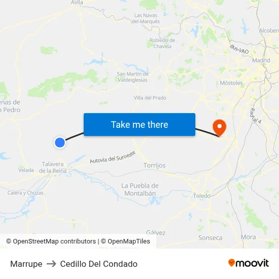 Marrupe to Cedillo Del Condado map