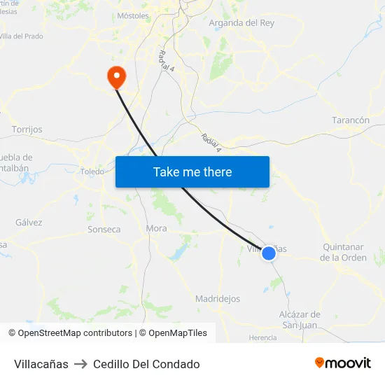 Villacañas to Cedillo Del Condado map