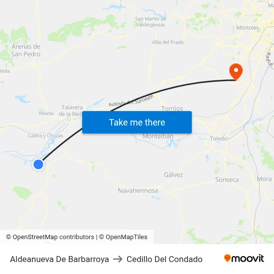 Aldeanueva De Barbarroya to Cedillo Del Condado map