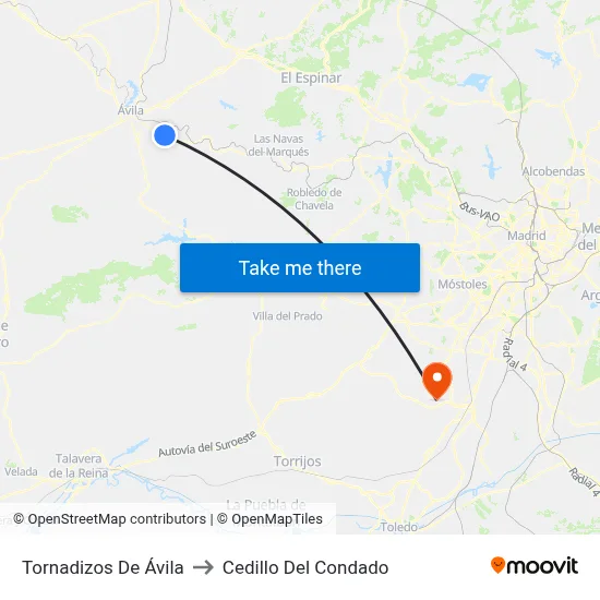 Tornadizos De Ávila to Cedillo Del Condado map