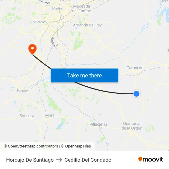 Horcajo De Santiago to Cedillo Del Condado map