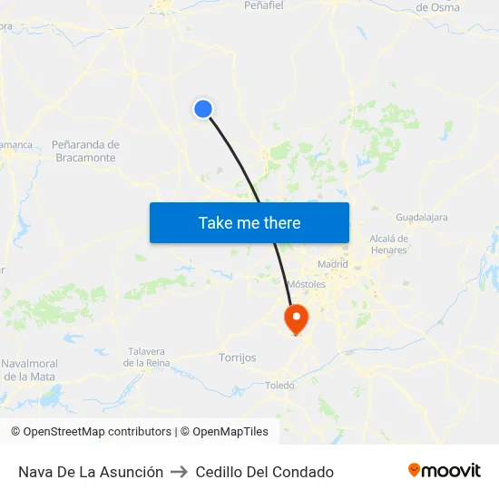 Nava De La Asunción to Cedillo Del Condado map