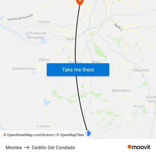 Montes to Cedillo Del Condado map