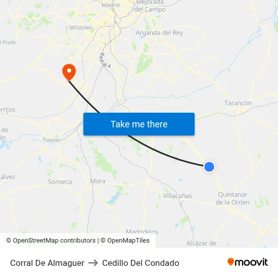 Corral De Almaguer to Cedillo Del Condado map