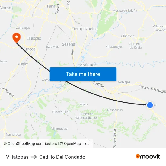 Villatobas to Cedillo Del Condado map