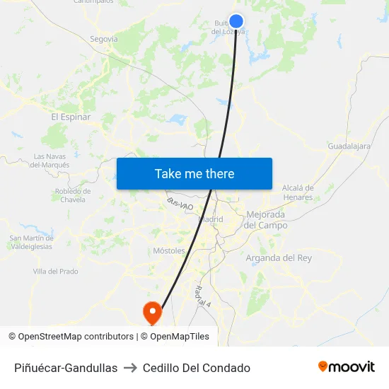 Piñuécar-Gandullas to Cedillo Del Condado map
